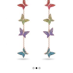 Swarovski ROSE GOLD 2 1/2” Multicolor Butterfly Earrings